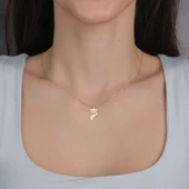 14 Ayar Altın Plakalı Tilki Motifli Özel Günler İçin Hediyelik Altın Kolye-845 thumbnail 2