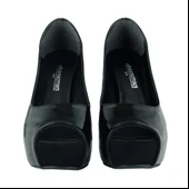 Erkan Saçmacı Carolina Siyah Rugan Önü Açık Yuvarlak Burun Kalın Platform Topuklu Abiye Ayakkabı thumbnail 4