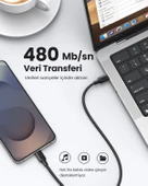 UGREEN USB-C 60W 3A QC PD Hızlı Şarj Kablosu, 0,5 Metre, Siyah, 50996 thumbnail 4