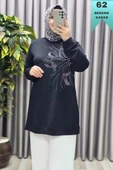 Kadın Giyim Büyük Beden Modal Taşlı Çiçekli Tunik thumbnail 1