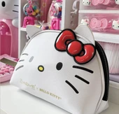 Hello Kitty Büyük Boy Beyaz Kawaii Sevimli Limited Edition Makyaj Çantası thumbnail 3