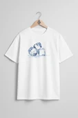 Oversize 3 Adet Buz Küpü Göğüs Tasarımlı Unisex T-Shirt thumbnail 1