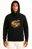 Kapüşonlu Sushi Göğüs Baskılı Unisex Sweatshirt thumbnail 11