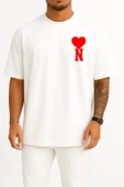 Oversize Kalp Ve N Harfi Cep Tasarımlı Unisex T-Shirt thumbnail 7
