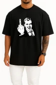 Oversize Orta Parmak Middle Finger Göğüs Tasarımlı Unisex T-Shirt thumbnail 9