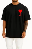 Oversize Kalp Ve J Harfi Cep Tasarımlı Unisex T-Shirt thumbnail 9