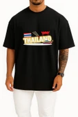 Oversize Thailand Logo, Flag Of Thailand Logo Göğüs Tasarımlı Unisex T-Shirt thumbnail 9