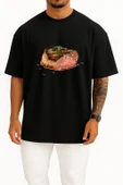 Oversize Beefsteak Barbecue Grilling Cooking Göğüs Tasarımlı Unisex T-Shirt thumbnail 9