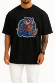 Oversize Sticker Owl Mascot Göğüs Tasarımlı Unisex T-Shirt thumbnail 9