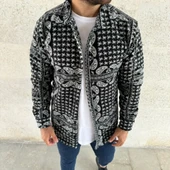 Erkek Polar Fermuarlı Sweatshirt – Kapüşonsuz, Cepli, Yumuşak Dokulu, Oversize Rahat Kalıp, Kışlık Sıcak Tutan Fermuarlı Üst - Siyah thumbnail 2