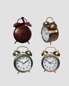 Nostaljik Büyük Boy Metal Masa Saati Bronz Kaplama ve Yüksek Sesli Alarm thumbnail 2