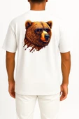 Oversize Gözlüklü Havalı Ayı Portresi Sırt Tasarımlı Unisex T-Shirt thumbnail 7