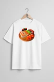 Oversize California Roll Sashimi Sushi Makizushi Unagi Göğüs Tasarımlı Unisex T-Shirt thumbnail 7