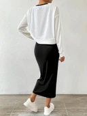 Kadın Askılı Yuvarlak Yaka Viskon Iki Iplik Elbise Ve V Yakalı Bluz Ikili Takım thumbnail 4