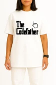 Oversize The Codefather - Bilgisayar Programcısı Göğüs Baskılı Unisex T-Shirt thumbnail 11