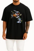 Oversize Erry Mouse Tom And Jerry Gangsta Rap Gangster Göğüs Tasarımlı Unisex T-Shirt thumbnail 11