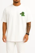 Oversize Pepe The Frog İllustration, Pepe Coin The Frog Cep ve Sırt Tasarımlı Unisex T-Shirt thumbnail 7