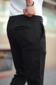 Erkek Diagonel Mikro Dokulu Cepli Beli Lastilki Pantolon - Siyah thumbnail 2
