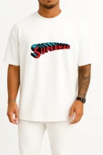 Oversize Superman Logo Göğüs ve Sırt Tasarımlı Unisex T-Shirt thumbnail 7