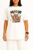Oversize Hohoho Yeni Yıl Geyikleri Göğüs Tasarımlı Unisex T-Shirt thumbnail 5