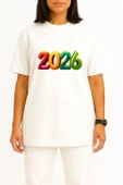 Oversize 2026 Yılbaşı Göğüs Tasarımlı Unisex T-Shirt thumbnail 5