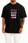Oversize Bitch Mode On-Off Göğüs Tasarımlı Unisex T-Shirt thumbnail 9