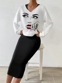 Kadın Askılı Yuvarlak Yaka Viskon Iki Iplik Elbise Ve V Yakalı Bluz Ikili Takım thumbnail 1