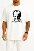 Oversize Mustafa Kemal Atatürk İmzalı Portre Göğüs Tasarımlı Unisex T-Shirt thumbnail 10