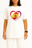 Oversize İspanya Kalp İçinde Göğüs Baskılı Unisex T-Shirt thumbnail 11