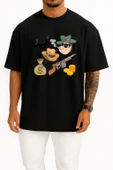 Oversize Gangster Cartoon, Pirate Characters, Cartoon Character Göğüs Tasarımlı Unisex T-Shirt thumbnail 11