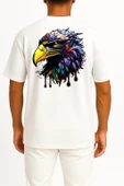 Oversize Illustration Of Eagle Head Göğüs ve Sırt Tasarımlı Unisex T-Shirt thumbnail 5