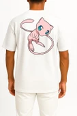 Oversize Mew Cep ve Sırt Tasarımlı Unisex T-Shirt thumbnail 2