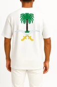 Oversize Cartoon Palm Tree Saudi Arabia Cep ve Sırt Tasarımlı Unisex T-Shirt thumbnail 11