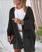 Kadın Oversize Kalıp Cep Detay Salaş Triko Hırka thumbnail 1