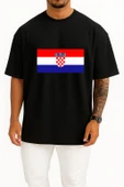 Oversize Flag Of Croatia Kingdom Of Croatia National Flag Göğüs Tasarımlı Unisex T-Shirt thumbnail 9