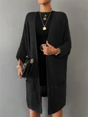 Kadın Oversize Kalıp Cep Detay Salaş Triko Hırka thumbnail 3