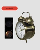 Nostaljik Büyük Boy Metal Masa Saati Bronz Kaplama ve Yüksek Sesli Alarm thumbnail 5