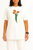 Oversize Hollanda Lale Göğüs Baskılı Unisex T-Shirt thumbnail 2