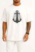 Oversize Vintage Anchor Göğüs Tasarımlı Unisex T-Shirt thumbnail 1