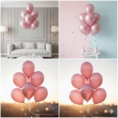 10 Adet Rose Parıltılı Metalik Balonlar ✨ Parti & Kutlama Paketi thumbnail 4