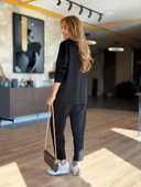 Kadın Uzun Kollu Bisiklet Yaka Viskon Iki Iplik Bluz Ve Pantolon Ikili Takım thumbnail 4