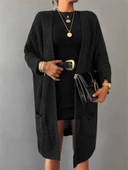 Kadın Oversize Kalıp Cep Detay Salaş Triko Hırka thumbnail 4