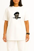 Oversize Kuru Kafa Ve Bıçaklı Asker Göğüs Tasarımlı Unisex T-Shirt thumbnail 5
