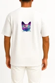Oversize Kedi Kafası - Neon Cep ve Sırt Tasarımlı Unisex T-Shirt thumbnail 5