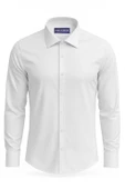 Erkek Beyaz Klasik Gömlek – Slim Fit, Düz Model, Şık Ofis & Günlük Kombin thumbnail 3