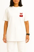 Oversize Kiraz Cep Tasarımlı Unisex T-Shirt thumbnail 2