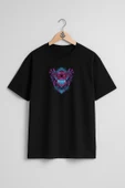 Oversize Wolf Head With Antique Engraving Ornament Göğüs Tasarımlı Unisex T-Shirt thumbnail 11