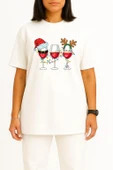 Oversize Yılbaşı Wine Ve Şapka Göğüs Tasarımlı Unisex T-Shirt thumbnail 11