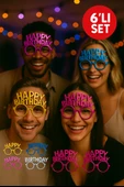 6’lı Set Happy Birthday Parti Gözlüğü – Metalik Renk Karışık Doğum Günü Eğlence Aksesuarı thumbnail 1