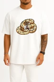 Oversize Snake Ball Python Logo Blackjack Göğüs Tasarımlı Unisex T-Shirt thumbnail 3